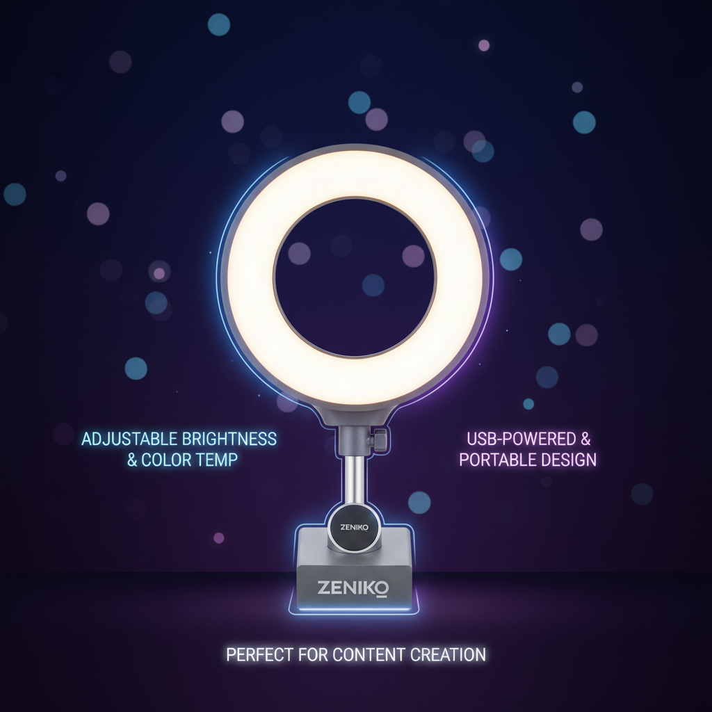 ZENIKO 5" Bi-Color CRI95 Dimmable Ring Light with Magnetic Stand