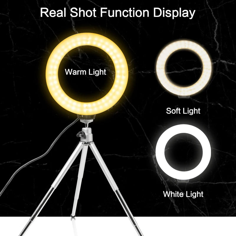 6-inch LED Ring Light / Panel Light Kit with Tripod