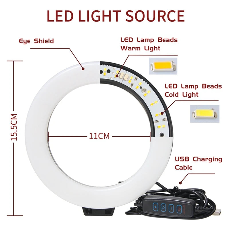 6-inch LED Ring Light / Panel Light Kit with Tripod