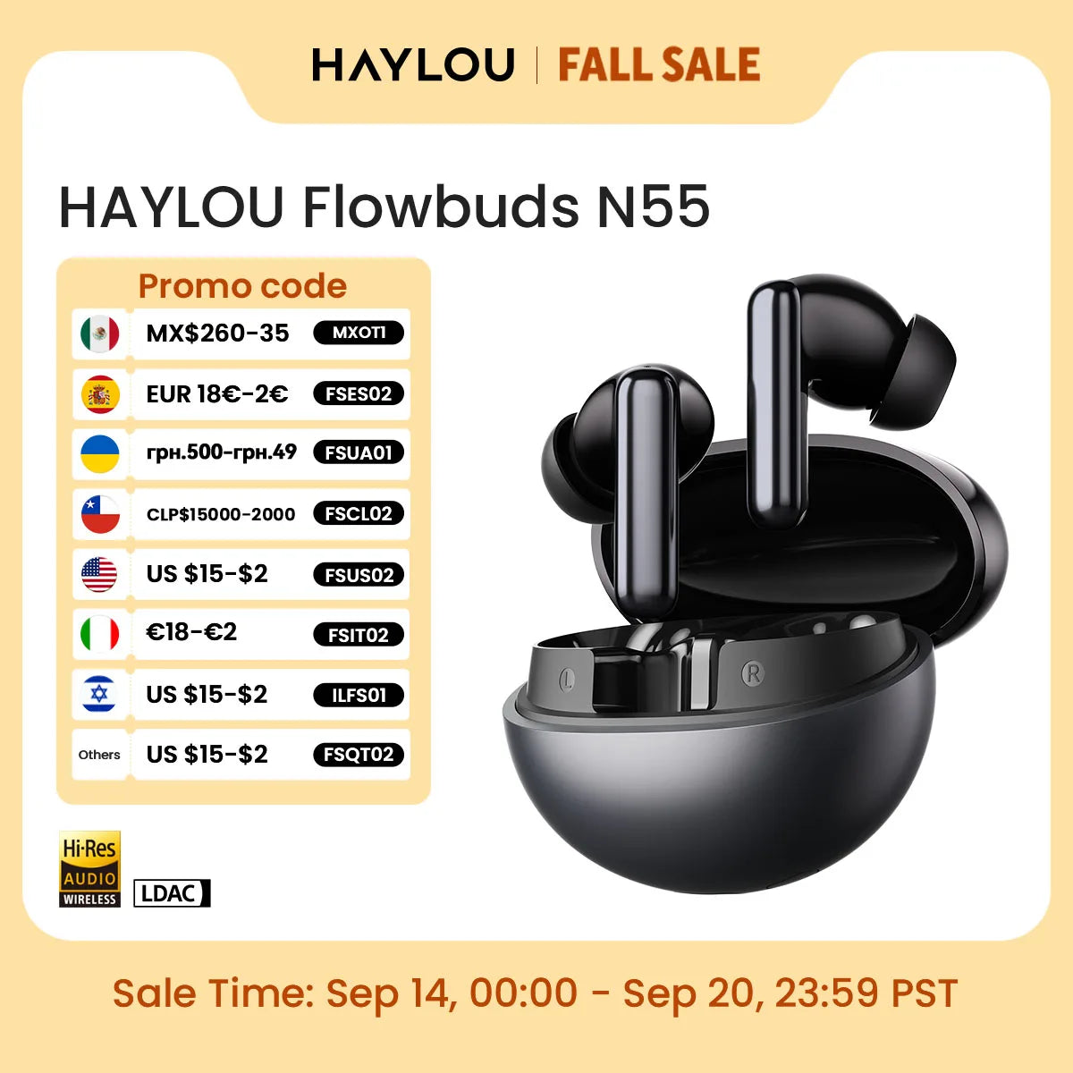 HAYLOU N55 ANC Wireless Earbuds – LDAC Hi-Res