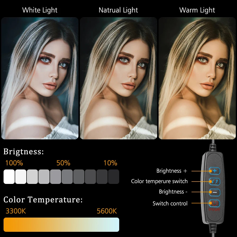 6-inch LED Ring Light / Panel Light Kit with Tripod