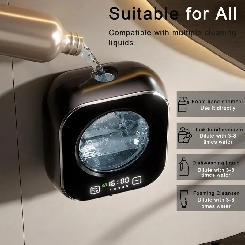 Smart Induction Hand Washer Sensor Wall Mounted Foam Infrared Sensor Liquid Soap Dispensers with Temperature Digital Display