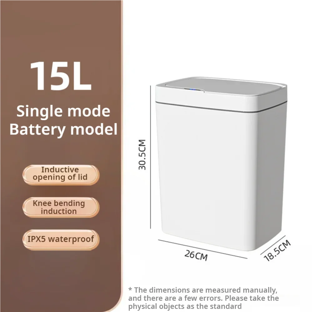 Touchless Smart Bathroom Trash Can – 15L