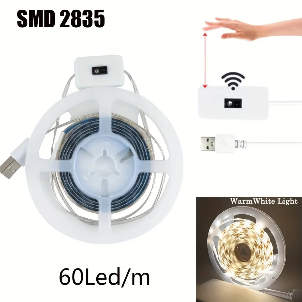 Smart USB Led Strip Light SMD2835 5V Motion Sensor Hand Scan ON OFF Control Backlight Tape for TV Kitchen Cabinet Wardrobe