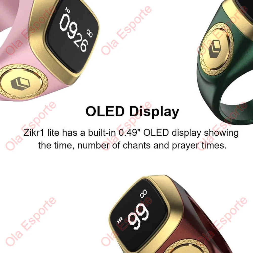 Qibla Smart Zikr Ring – Digital Tasbih with Prayer Reminders