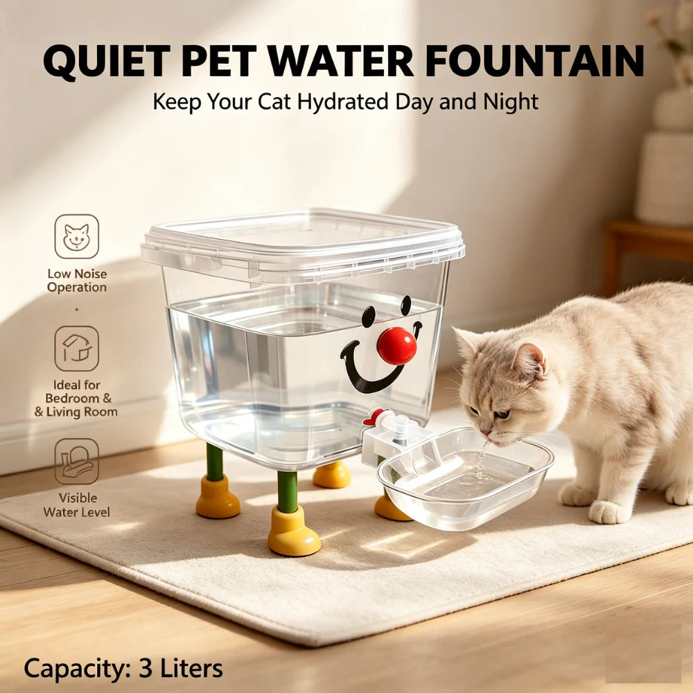 Gravity Pet Water Feeder – 3L, No Electricity