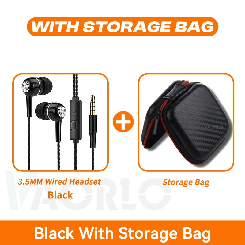 3.5mm Wired Earphones with Mic – Heavy Bass