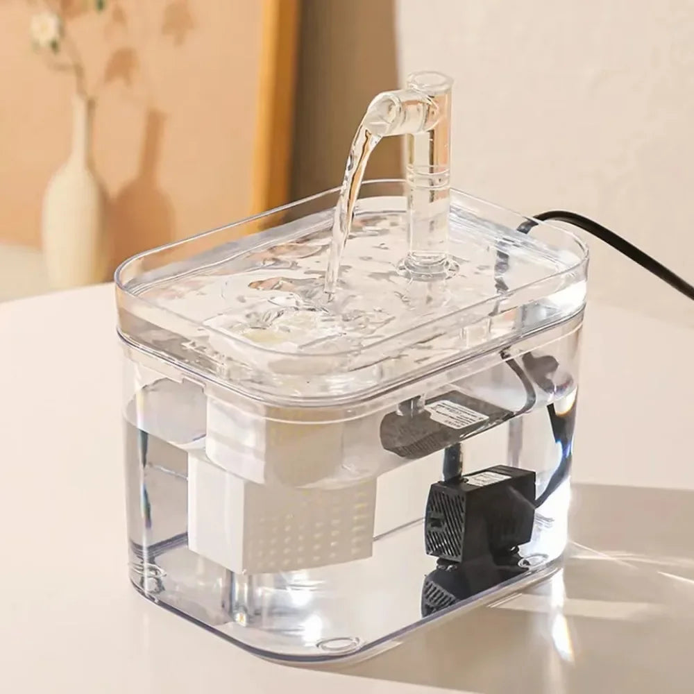 Transparent Pet Water Fountain – 1.5L