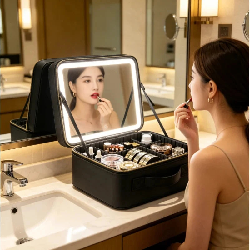 LED Lighted Makeup Bag with Mirror