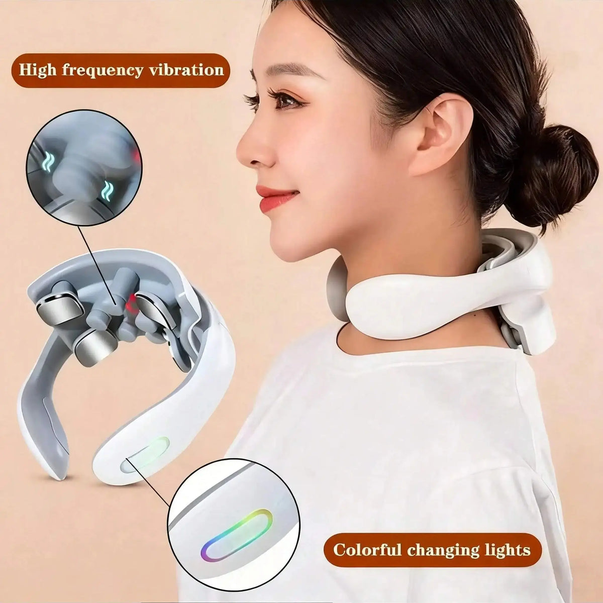 Smart Neck Massager for Adults, 5 Massage Modes, Ergonomic Portable Neck Device for Office, Home & Travel Relaxation