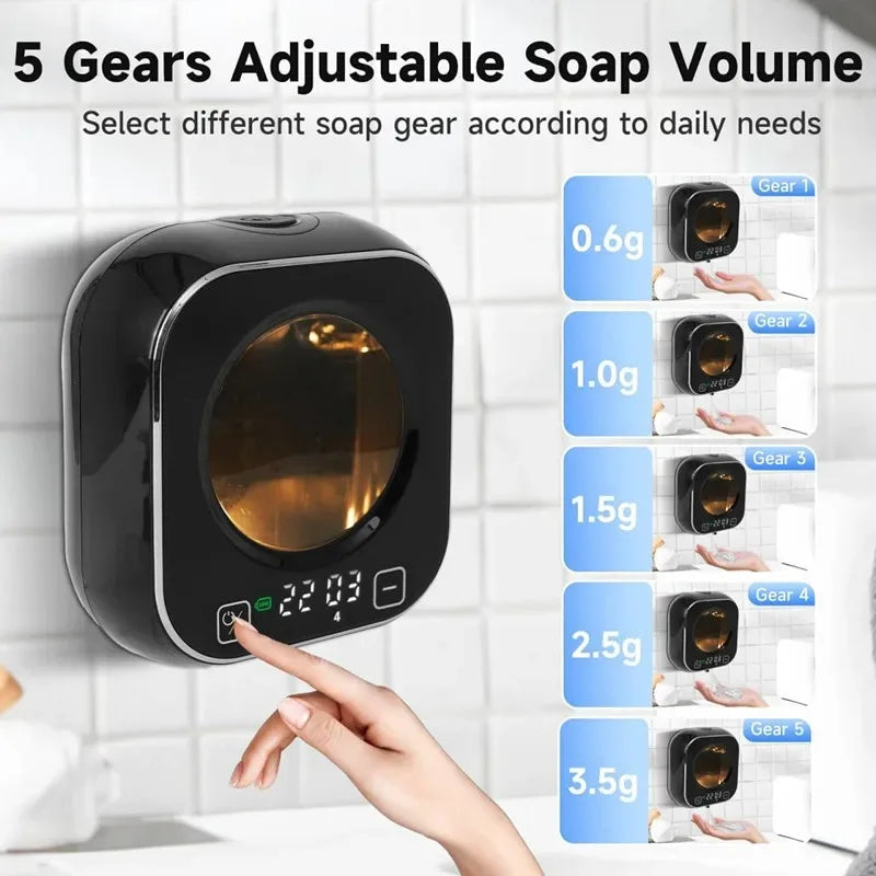 Smart Induction Hand Washer Sensor Wall Mounted Foam Infrared Sensor Liquid Soap Dispensers with Temperature Digital Display