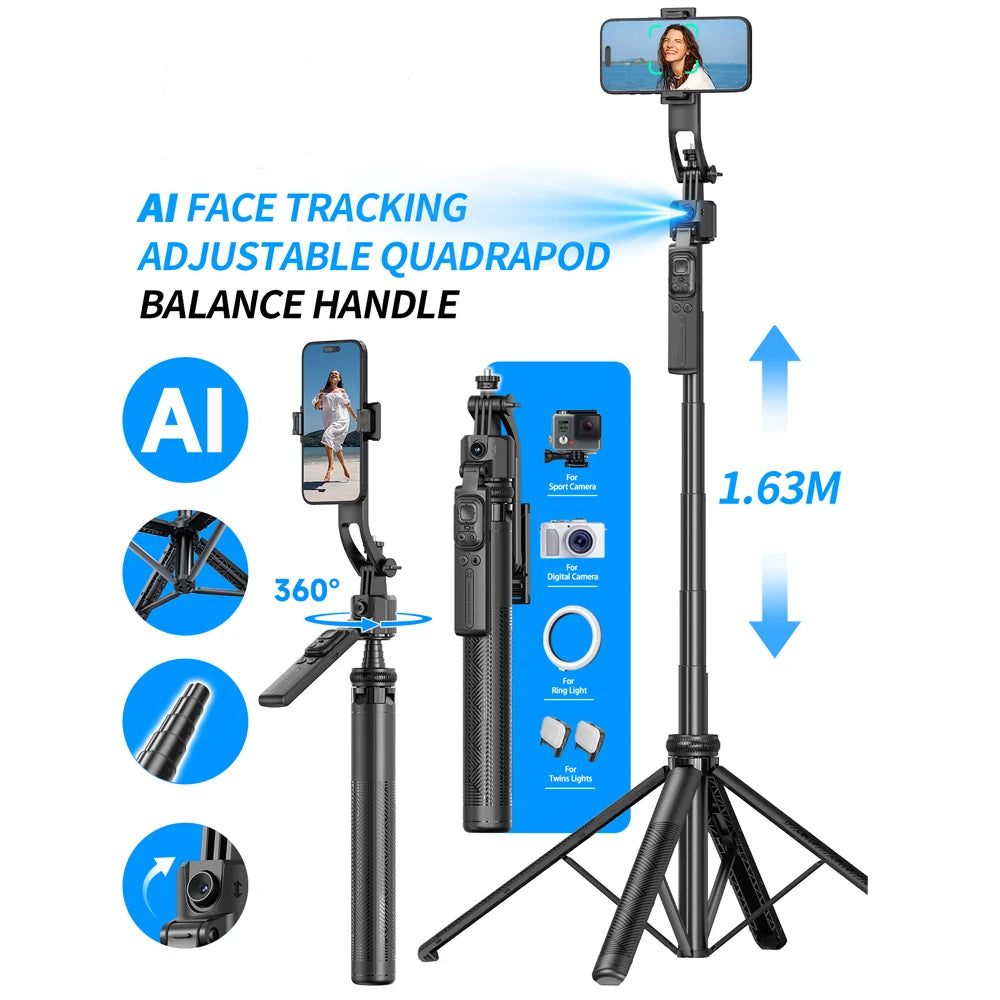 AI Face-Tracking Gimbal Selfie Stick Tripod