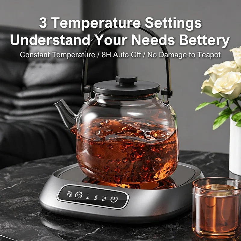 Smart Desktop Cup Warmer, Portable Beverage Heating Mat with Adjustable Temp & Automatic Shut-Down Ideal for Home and Office