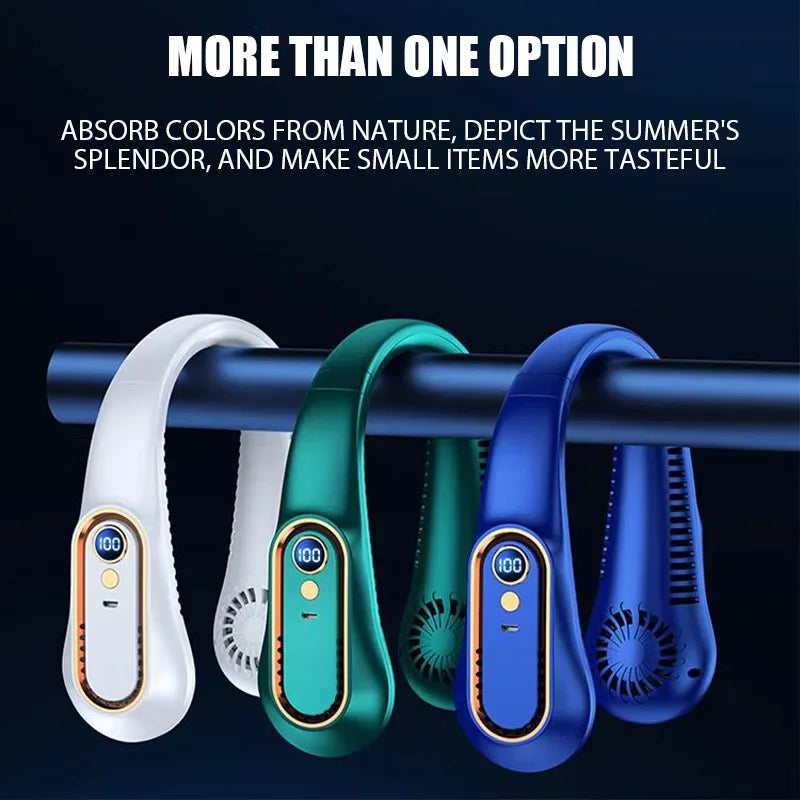 Portable Neck Fan – 5 Speeds, LED Display