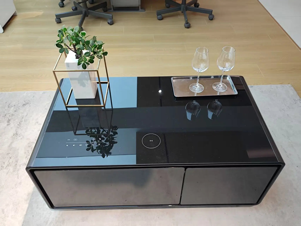 Smart Coffee Table with Built-in Fridge & Wireless Charging