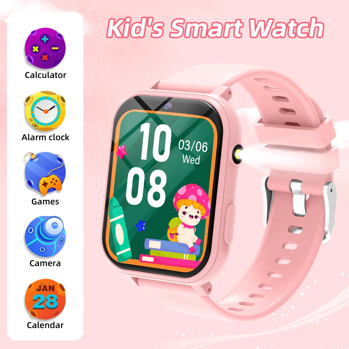 Kids Smart Watch Games Camera Flashlight Sleep Monitoring High-capacity Battery Step Counter Boy Girl Children Smartwatch Gifts