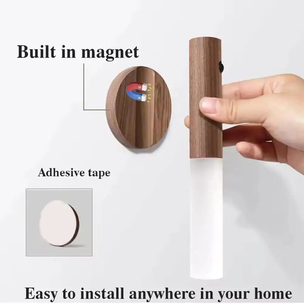 Smart Motion Sensor Night Light LED Rechargeable Magnetic Wall Lamp Portable for Hallway Bedroom Stairs Bathroom Cabinets Decor
