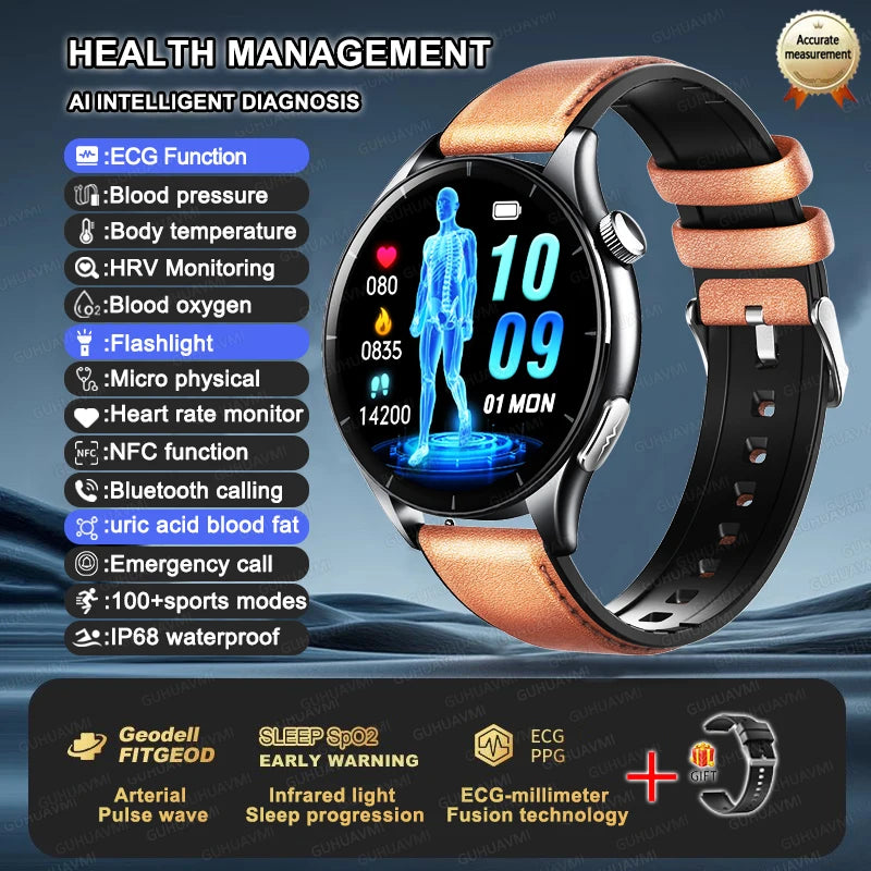 Health Smartwatch with ECG, NFC & Bluetooth Calling