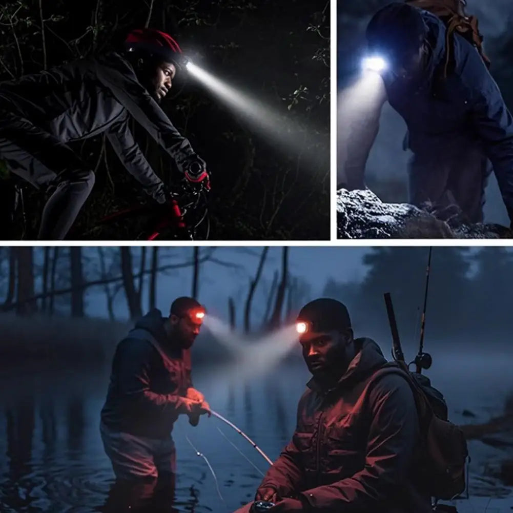 Smart Motion Sensor Hat Clip Light USB Rechargeable LED Headlamp with Red Light Waterproof Cap Lamp for Fishing Camping