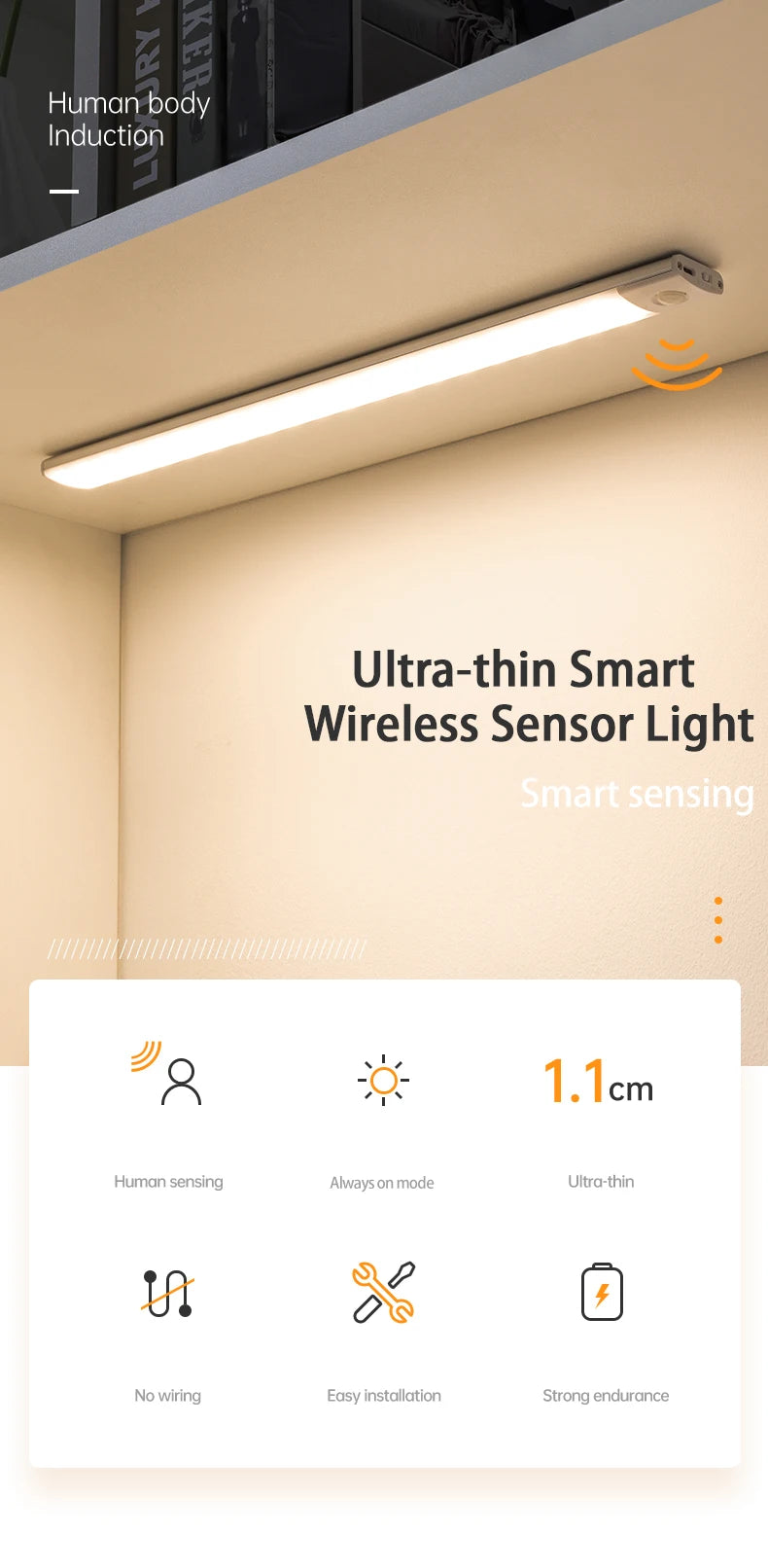 Motion Sensor LED Cabinet Light – Ultra Thin