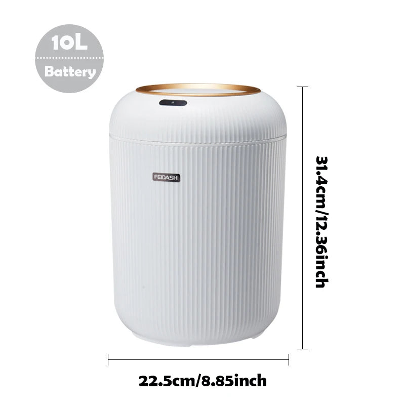 Smart Sensor Trash Can with Wooden Tripod Base – 10L