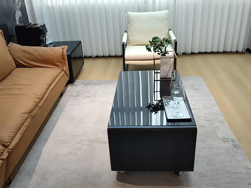 Smart Coffee Table with Built-in Fridge & Wireless Charging