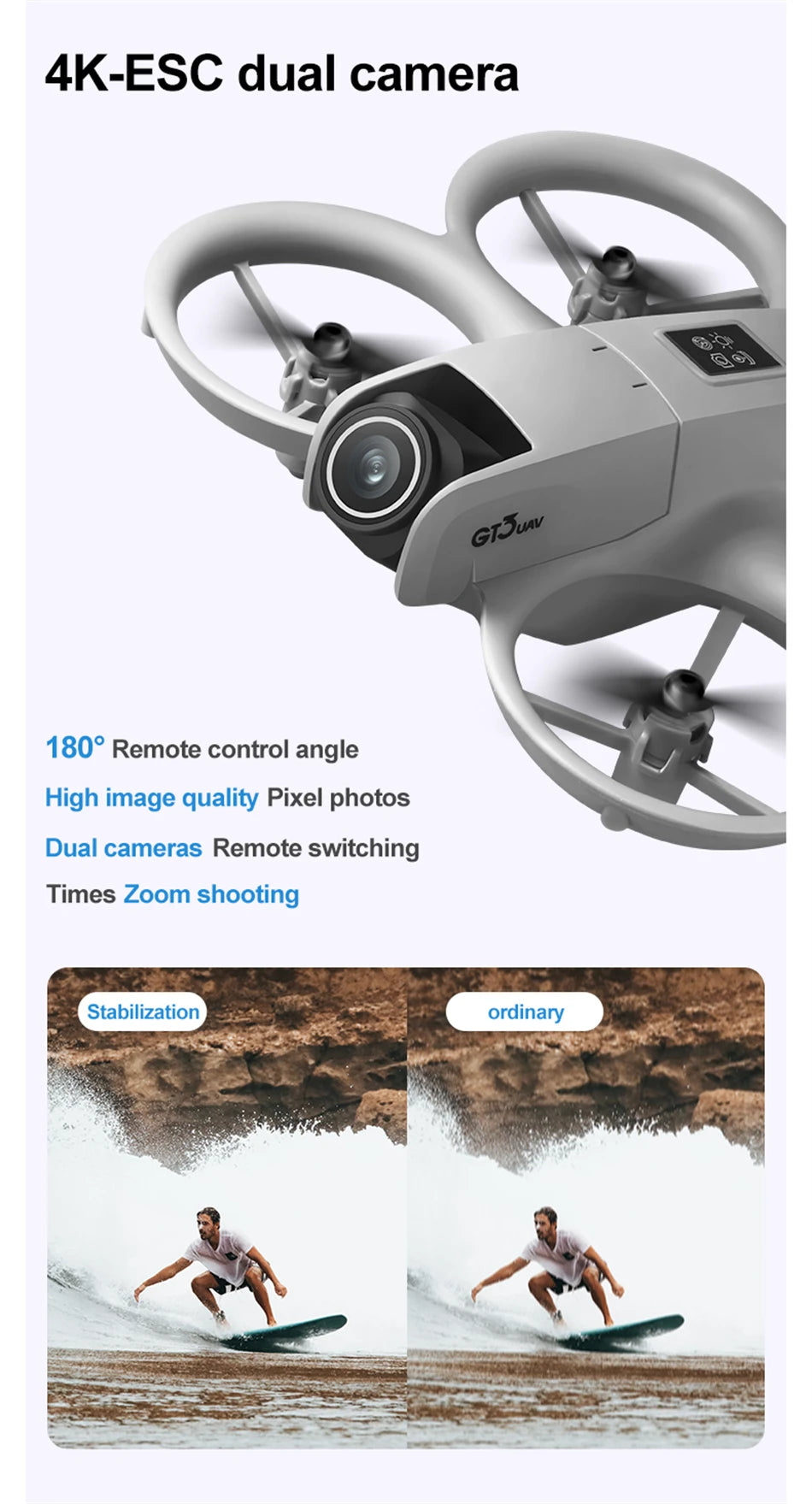 GT3 Mini Drone with 8K Dual Camera