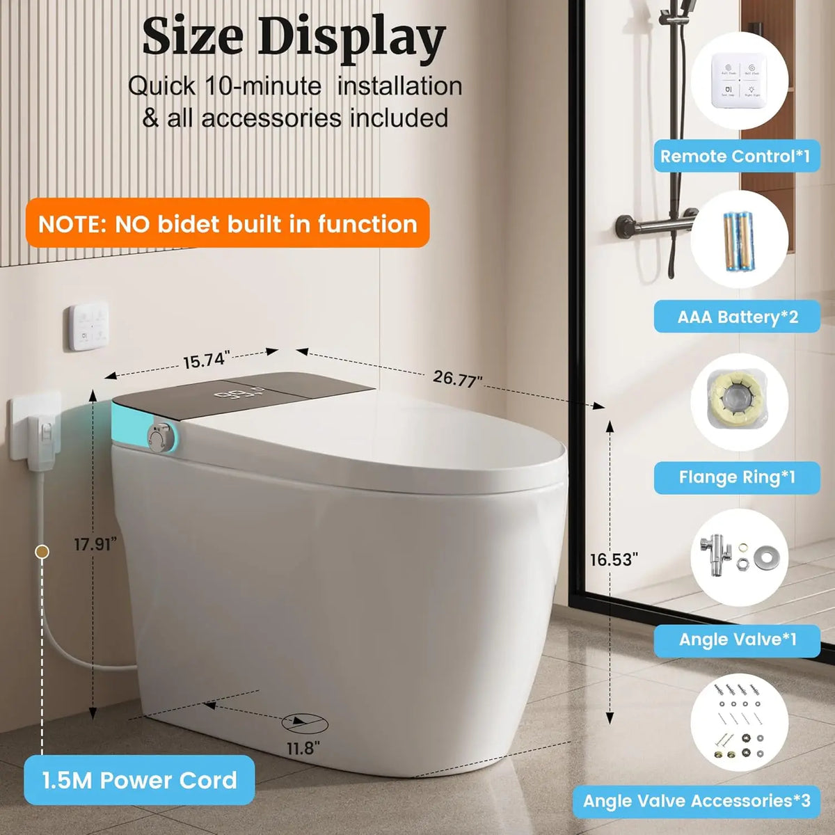 Smart Toilet with Heated Seat & Auto Flush