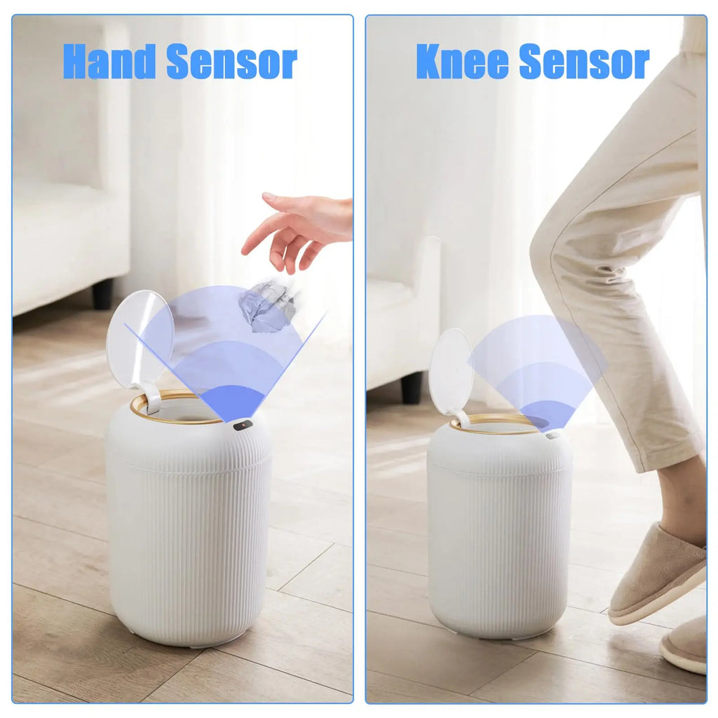 Smart Sensor Trash Can with Wooden Tripod Base – 10L
