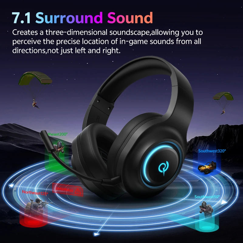QCY V200 Wireless Gaming Headphones – 7.1 Surround