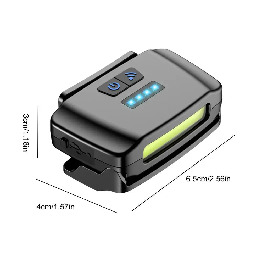 Smart Motion Sensor Hat Clip Light USB Rechargeable LED Headlamp with Red Light Waterproof Cap Lamp for Fishing Camping