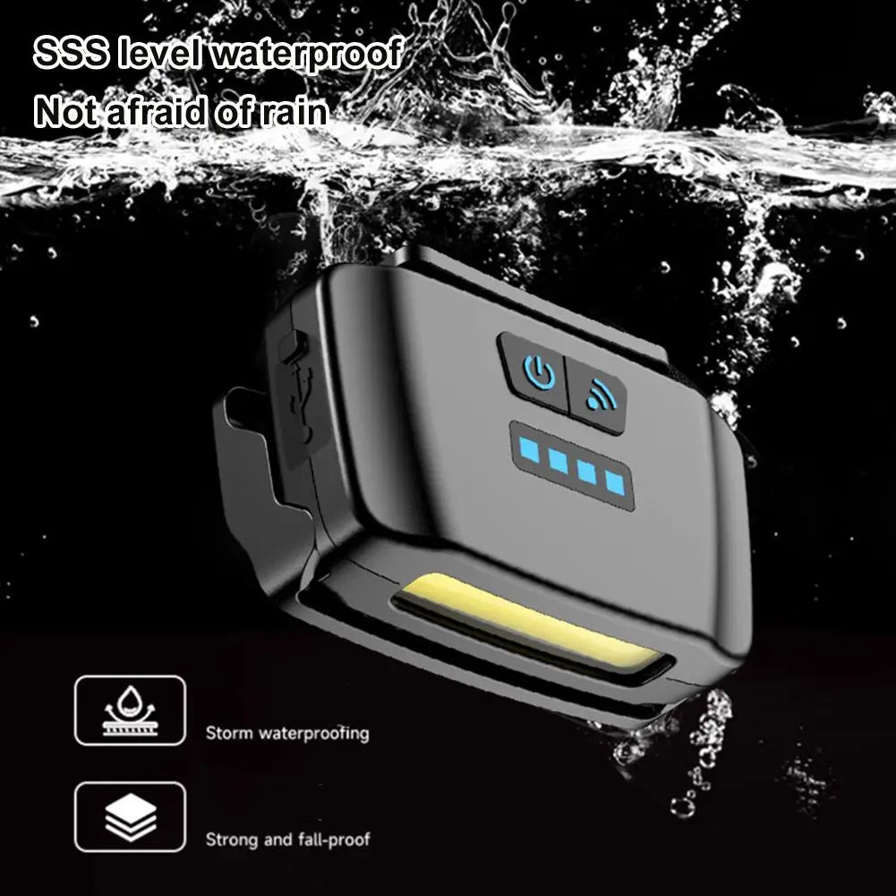 Smart Motion Sensor Hat Clip Light USB Rechargeable LED Headlamp with Red Light Waterproof Cap Lamp for Fishing Camping