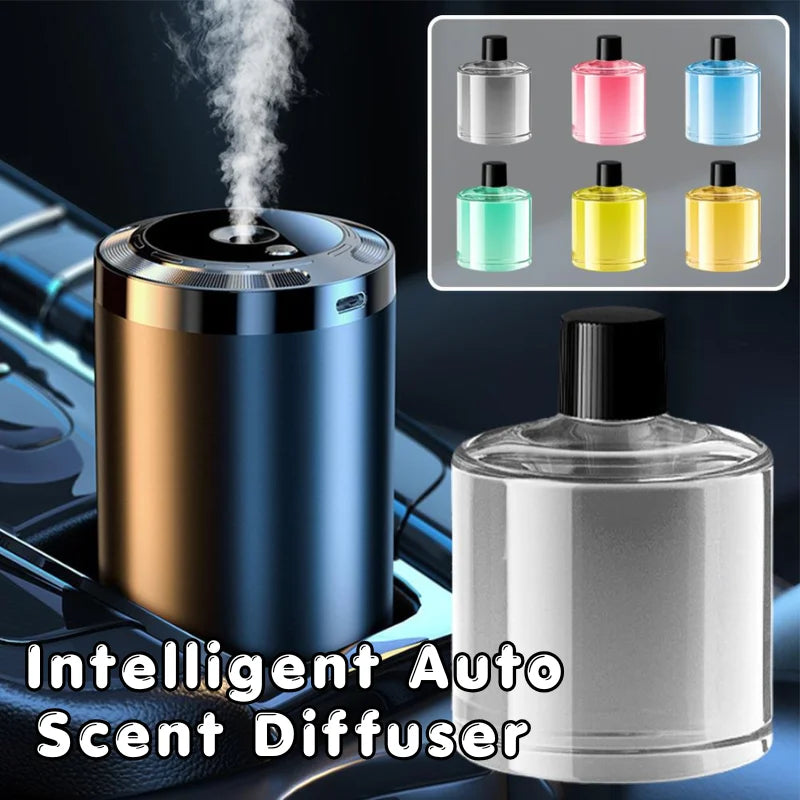 Smart Car Air Freshener With LED Light Adjustable Mist Volume USB Rechargeable Vehicle Aroma Humidifier For Car Interior