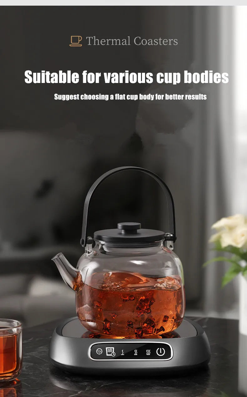 Smart Desktop Cup Warmer, Portable Beverage Heating Mat with Adjustable Temp & Automatic Shut-Down Ideal for Home and Office