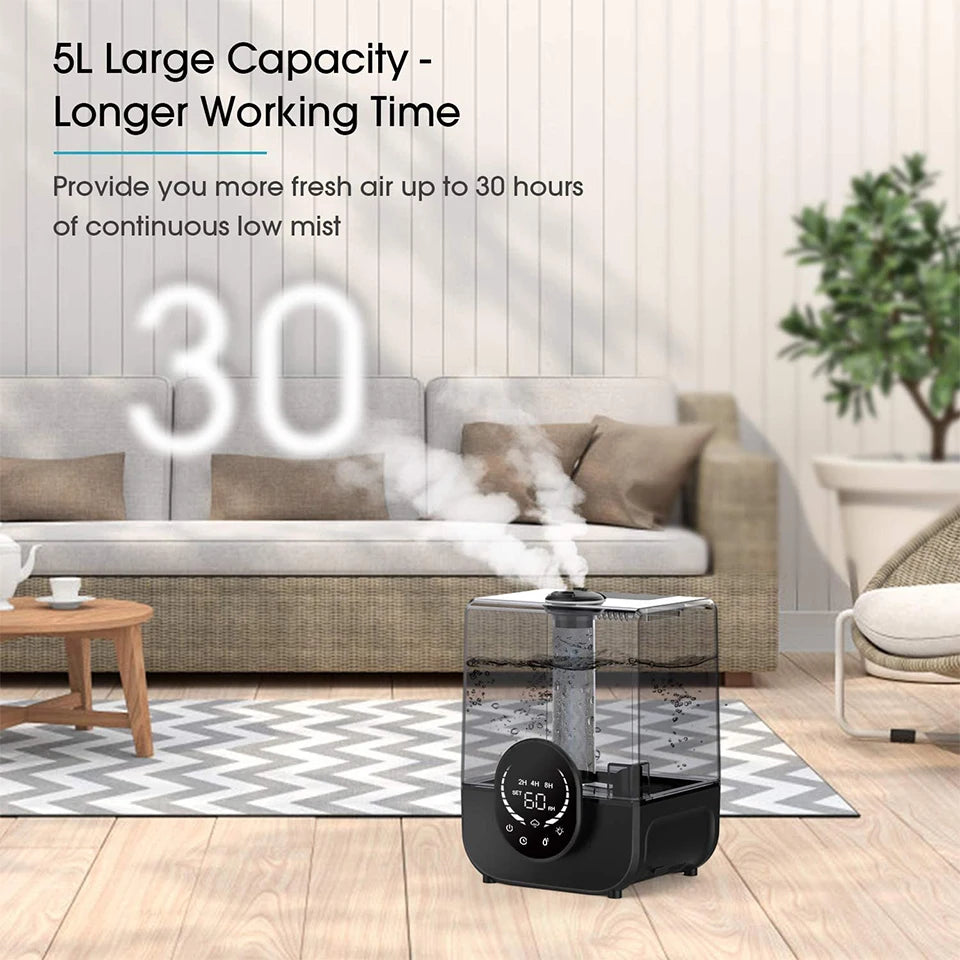 Smart 3-Gear Humidifier with Timer 20W Power, 200m³/h Spray, Large Tank, Quiet 40dB for Home/Office