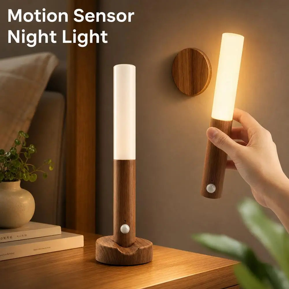 Smart Motion Sensor Night Light LED Rechargeable Magnetic Wall Lamp Portable for Hallway Bedroom Stairs Bathroom Cabinets Decor