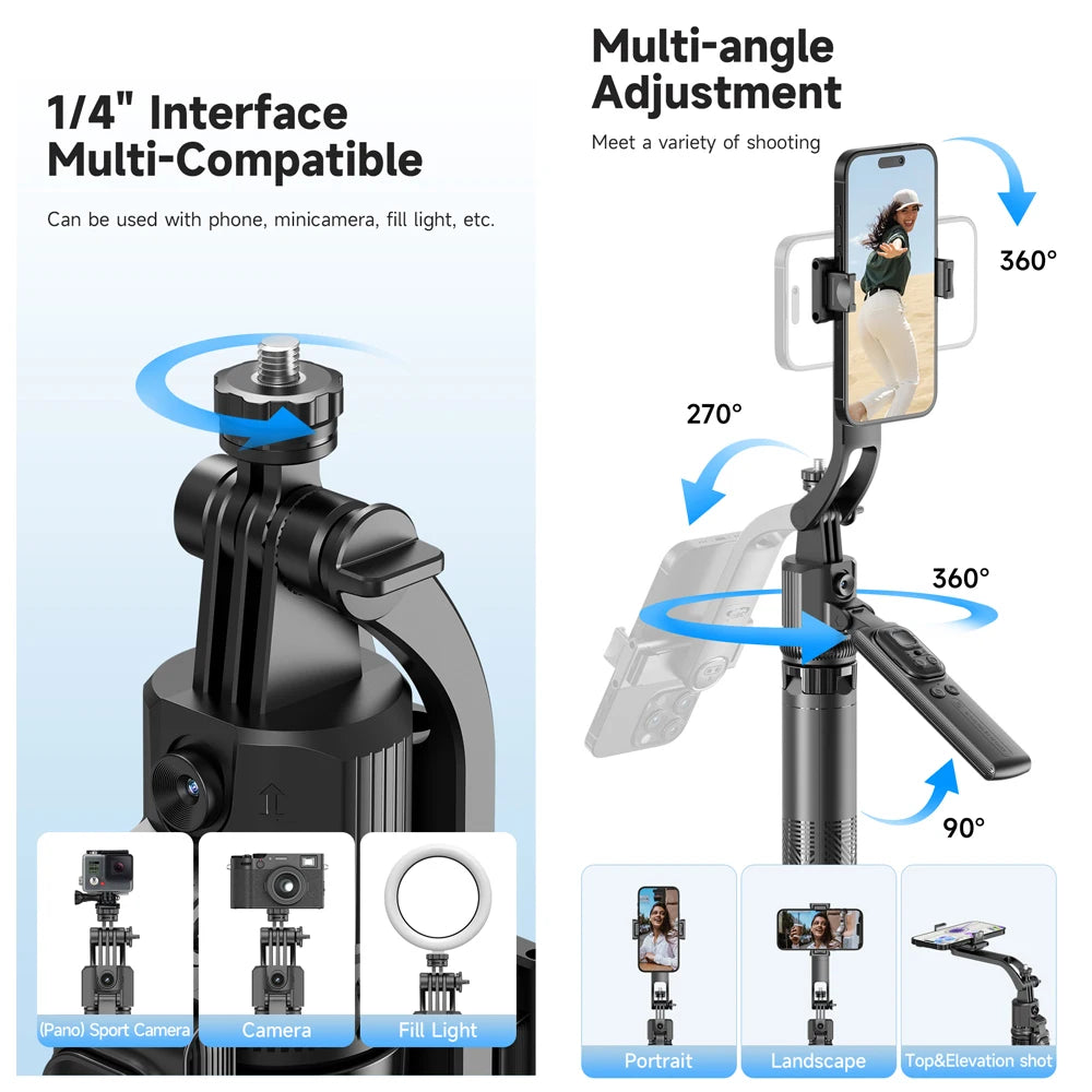 AI Face-Tracking Gimbal Selfie Stick Tripod