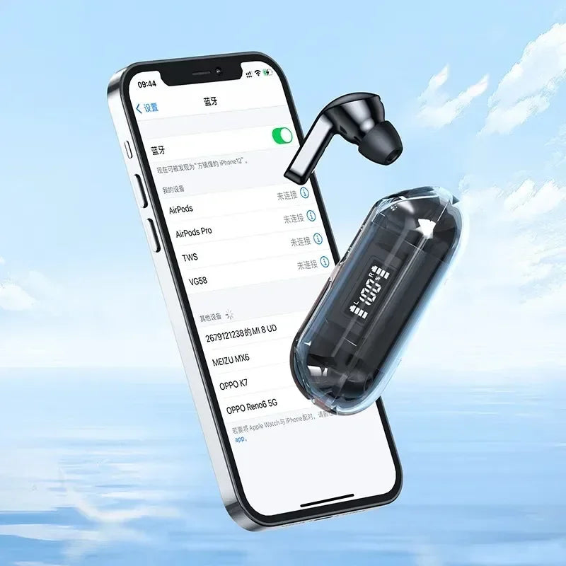 TWS Wireless TWS Bluetooth Earphone with LED Display Touch Noise Canceling Earbuds Sports Music Game Headset Waterproof