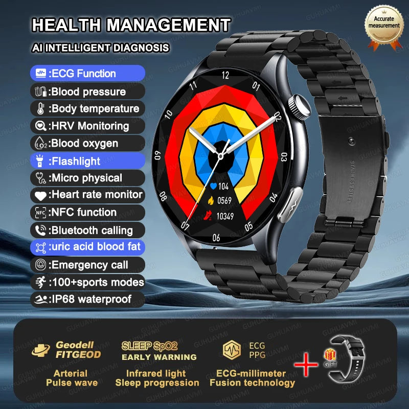 Health Smartwatch with ECG, NFC & Bluetooth Calling