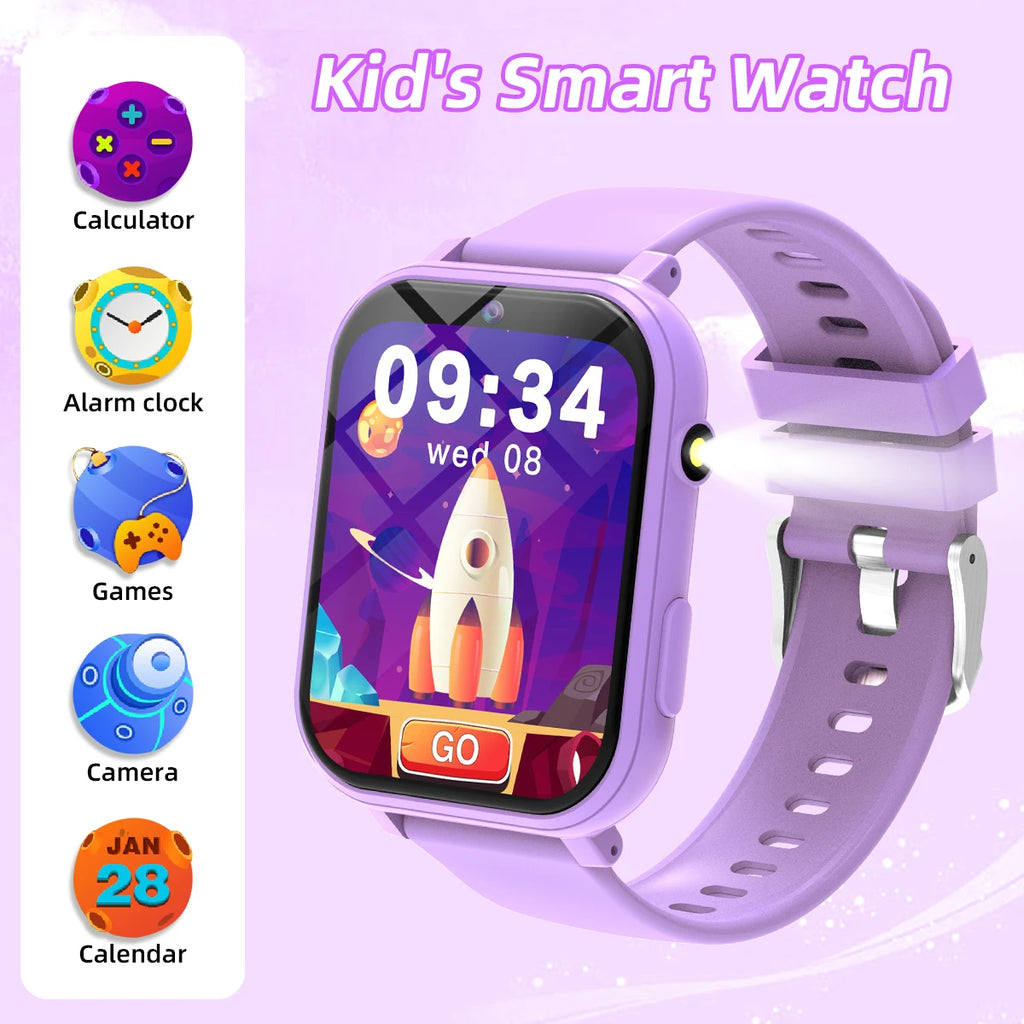 Kids Smart Watch Games Camera Flashlight Sleep Monitoring High-capacity Battery Step Counter Boy Girl Children Smartwatch Gifts
