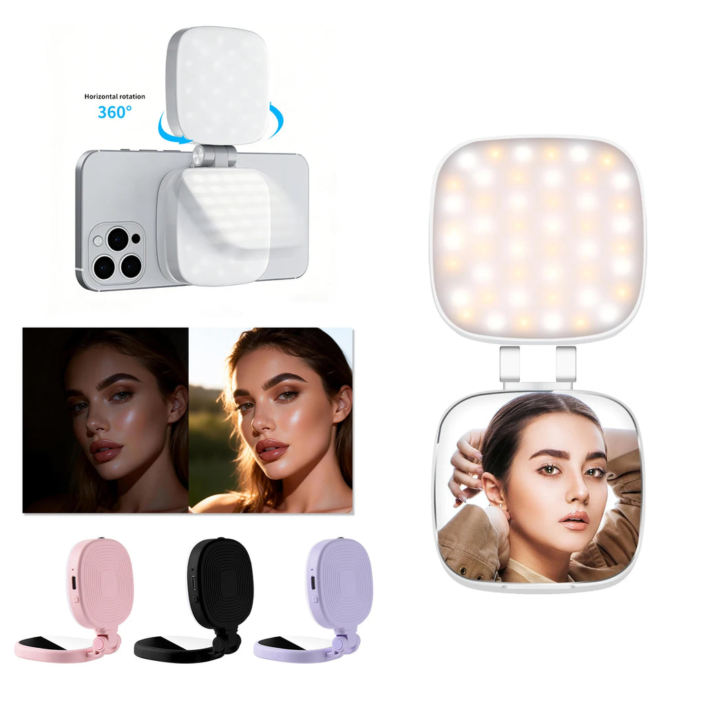 Magnetic LED Selfie Light with Mirror