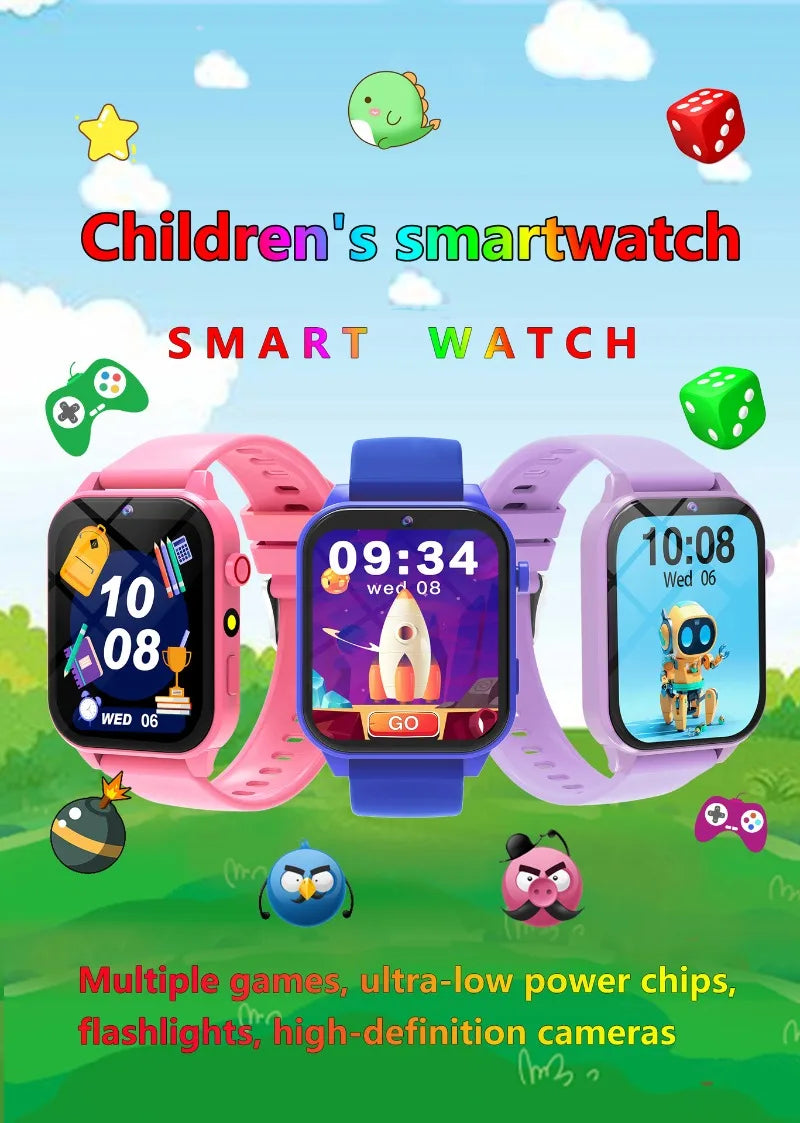 Smartwatch Children's Games Watch 1.83 Inch Display Screen Sleep Monitor Camera Alarm Clock Kids Bracelet for Boys Girls Gifts