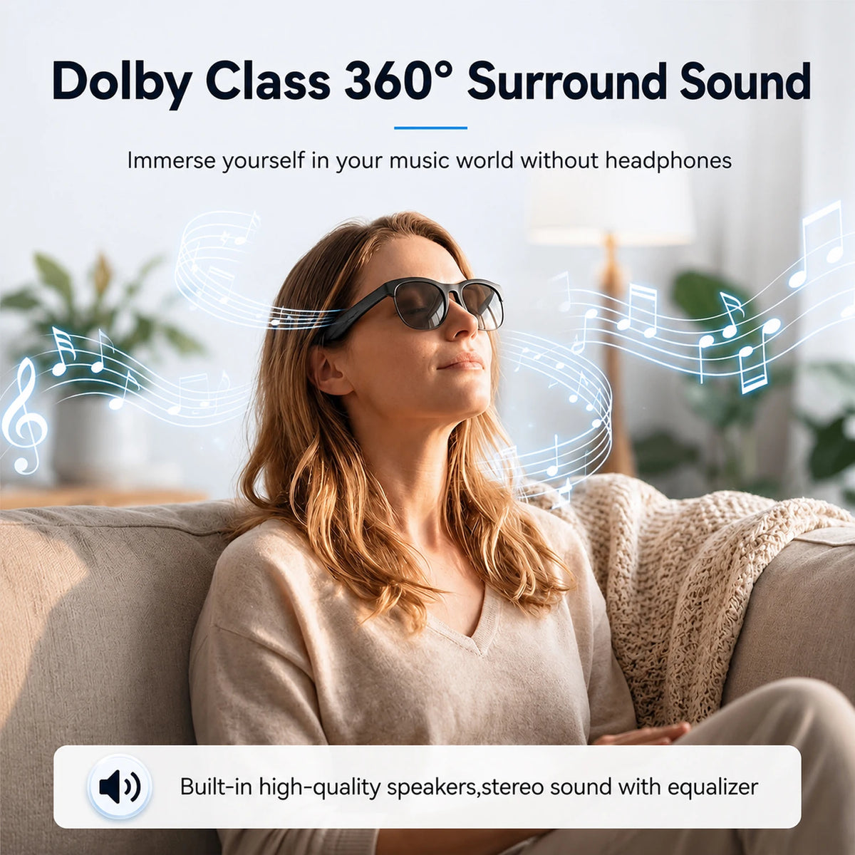 Smart Glasses Touch Control Voice Assistant Conversation Listening To Music Smart Bluetooth  Sunglasses Anti Glare for Men Women