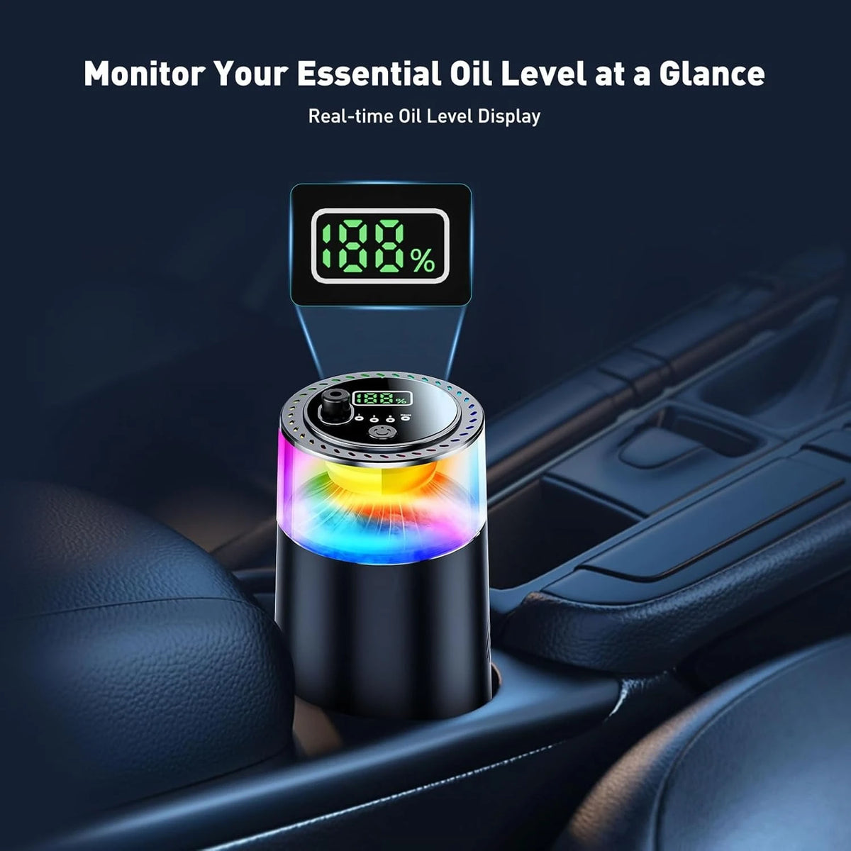 Smart Car Air Freshener With RGB Ambient Light, Galaxy Cloud Mist, Auto On/Off, Built-in Battery, Car Aroma Diffuser, Home, Offi