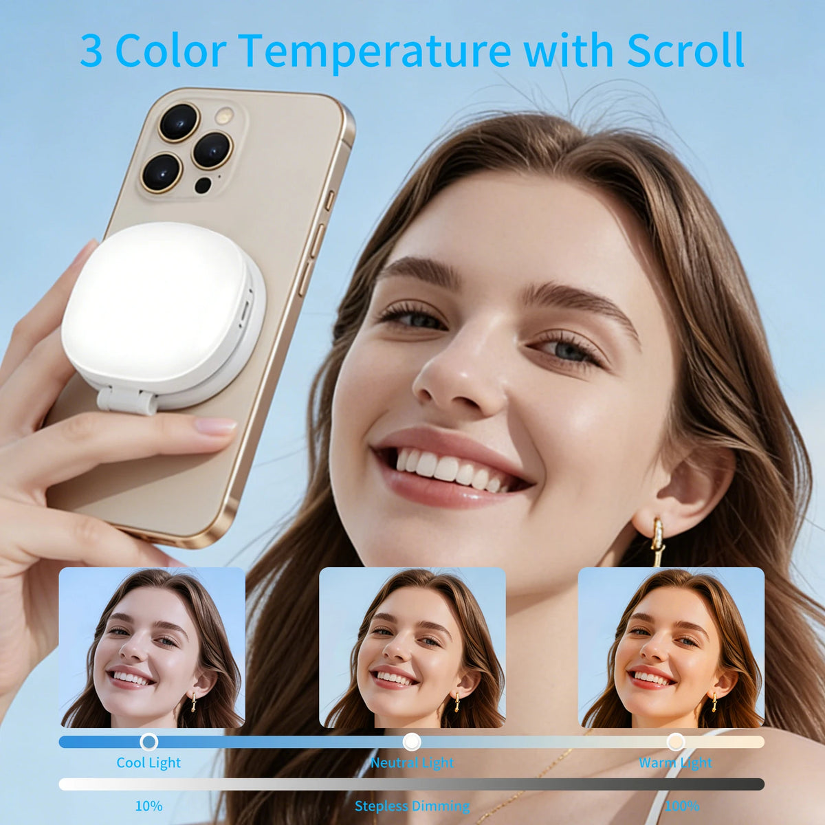 Magnetic LED Selfie Light with Mirror