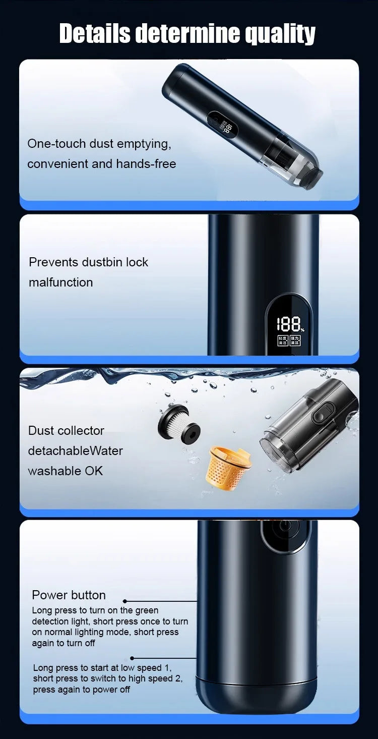 Car Smart 5in1 Portable Super Mini Wireless Handheld Vacuum Cleaner. 5in1 Smart Portable Car Vacuum Cleaner