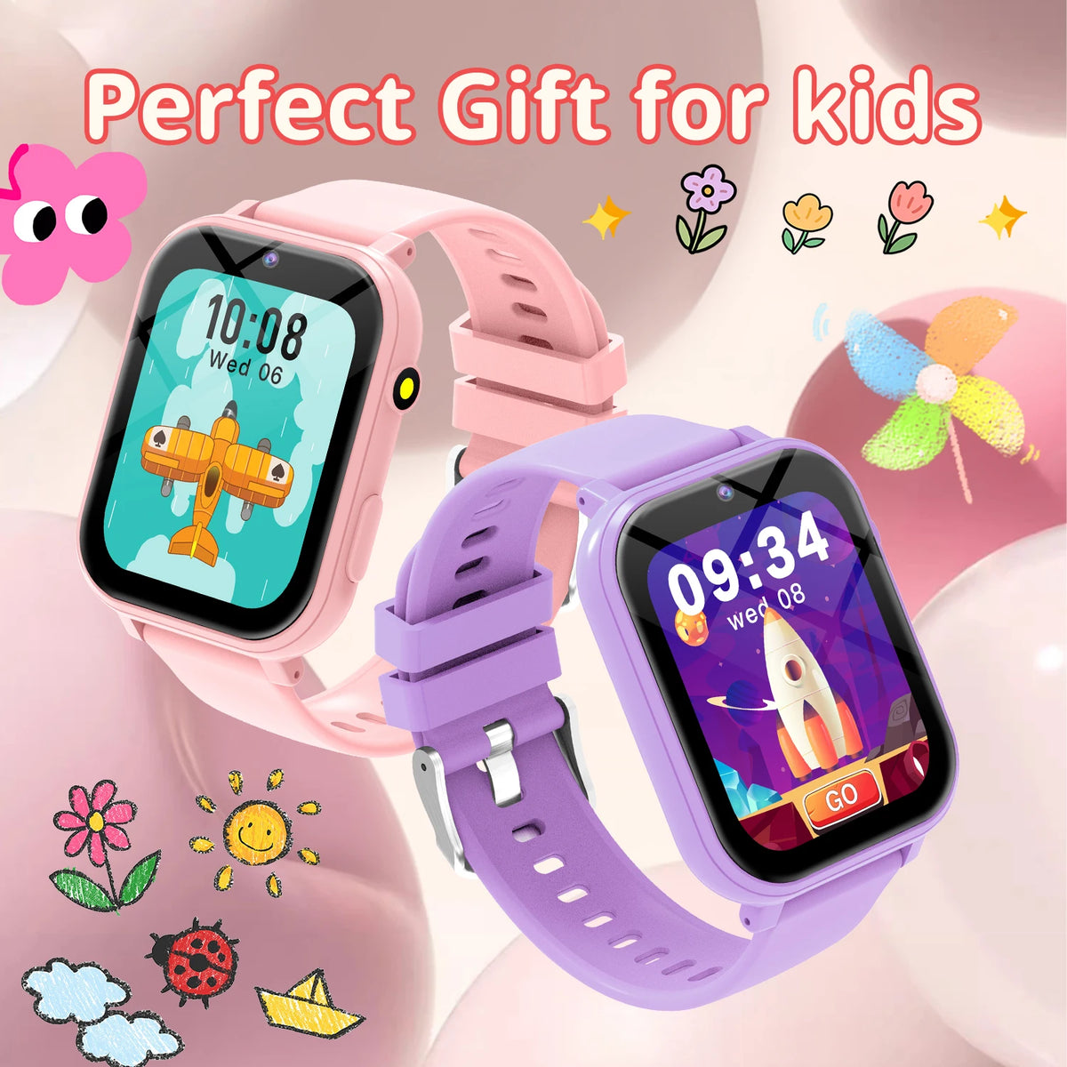 Kids Smart Watch Games Camera Flashlight Sleep Monitoring High-capacity Battery Step Counter Boy Girl Children Smartwatch Gifts