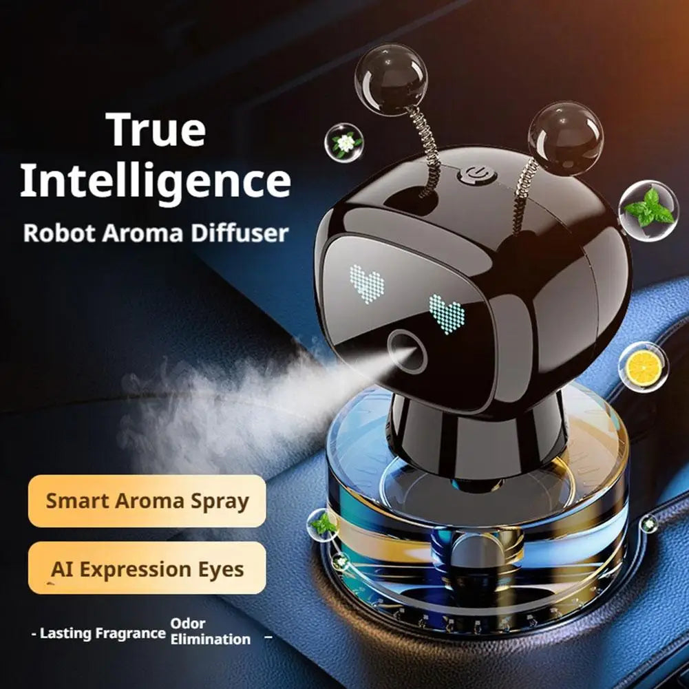 Smart Car Air Freshener AI Rechargeable Car Aroma Diffuser Smart eyes 4 Levels of Adjustable Intelligent Car Diffuser Gift