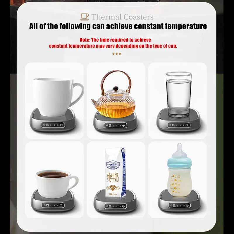 Smart Desktop Cup Warmer, Portable Beverage Heating Mat with Adjustable Temp & Automatic Shut-Down Ideal for Home and Office