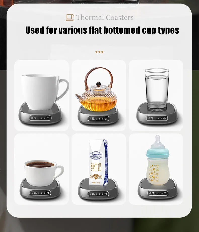 Smart Desktop Cup Warmer, Portable Beverage Heating Mat with Adjustable Temp & Automatic Shut-Down Ideal for Home and Office